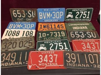 Vintage License Plate Assortment Lot#4- 1930's  And Up