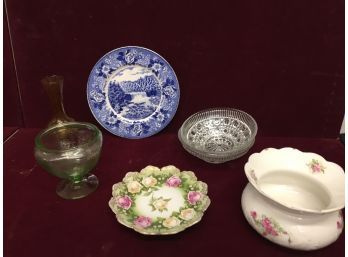 Vintage Glassware-vaseline Glass, Cumberland Falls Plate And More