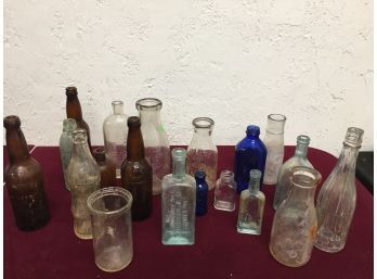 Vintage Glass Bottle Assortment- French Brother's Dairy, Rio Chemical, Bromo Seltzer, Cincinnati Soda Mineral