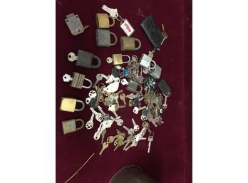 Vintage Lot- Locks And Key Assortment