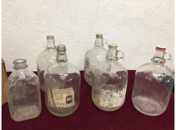 Vintage Glass 1 Gallon Coca-cola And A&W Jugs, MBS Inc Milk Bottle