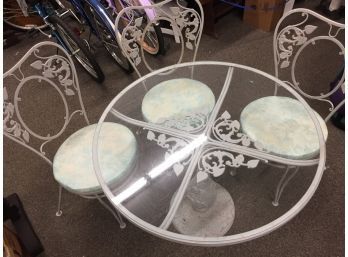 Vintage Metal Iron Table And 3 Chairs