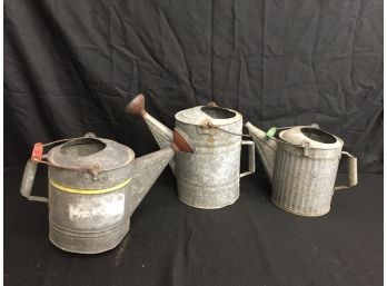 3 Vintage Galvanized Watering Cans