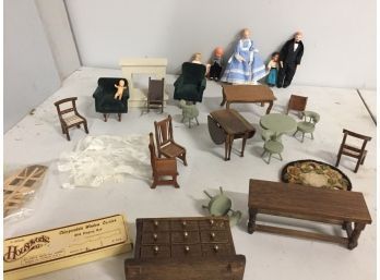 Vintage Dollhouse People And Furniture