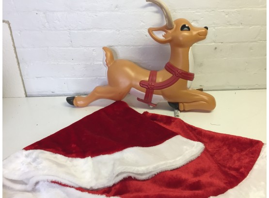 Vintage Grand Venture Reindeer Blow Mold, Tree Skirt