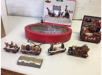 Christmas Assortment- Light-up Sign, Bear Train (many Pieces Not Pictured) Toy Chest Music Box
