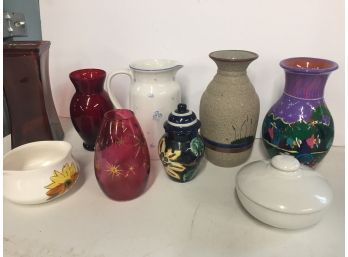 Vintage Assorted Glassware Including Ftdnala Ial. Mex, Casual Ceramics, And More
