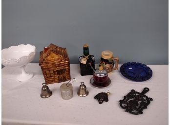 Vintage Assortment-log Cabin Cookie Jar, Honey Server, Mary Wheaton Syrup Jar/syrup