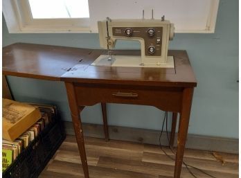 Vintage Sears Kenmore Sewing Machine & Cabinet Model # 14814221 Closed-23' L  Open-45 1/2'L  X19'w X 31 1/4'h