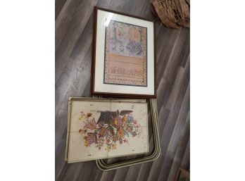 Needlepoint Look Tv Trays & Picture