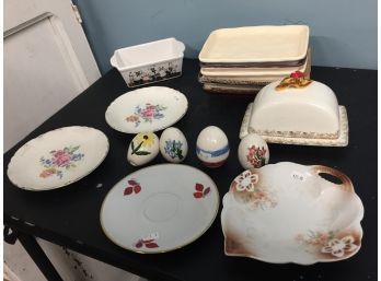 Vintage Ceramic Eggs, Butter Dish, Plates, And More