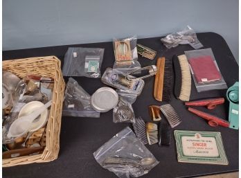 Vintage Smalls Assortment-metal Kazoo, Clothes Brushes, Hair Accessories & More