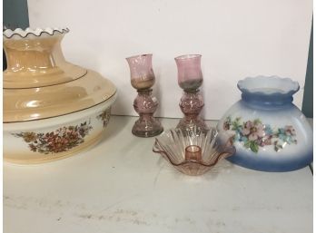 Vintage Lamp Covers And Candle Set