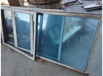Antique Windows W/ Blue Tint Glass, 29.5'x36'