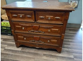 Antique Dresser  (top Has Damage) W/wooden Casters (not On) 37'L X 18'W X 31 1/2'H