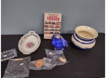 Vintage Assortment-hand Blown Glass Basket, Ungmach Pottery & More