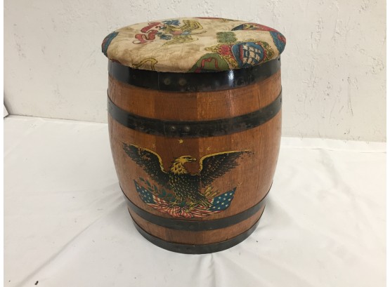 Vintage Barrel Storage Ottoman