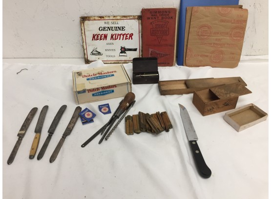 Vintage Keen Kutter Supplies, Foldable Rulers, And Variety