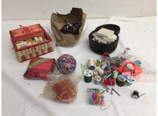 Vintage Sewing Notions, Buttons, String, And More