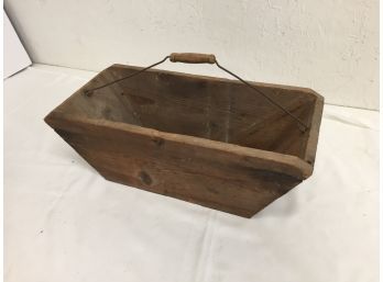 Antique Wooden Tool Box With Medal Handle