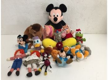 Vintage Assorted Disney, Land Before Time, Raggedy Anne Stuffed Animals, And More