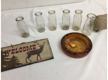 Vintage Ash Tray, Milk Bottles, And More