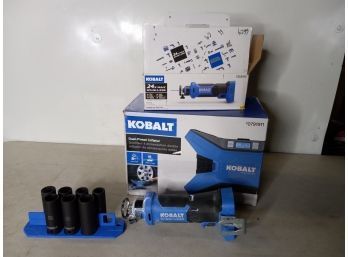 Kobalt Deep Well Impact Sockets, Dry Wall Cut Out Tool 24 Volt,  And Dual Power Inflator