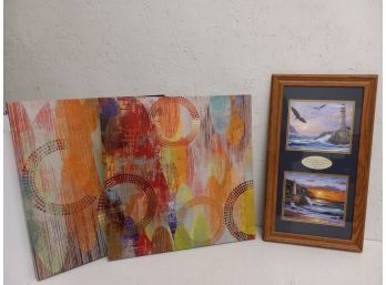 Picture Assortment Including Abstract Canvas Prints And Psalm Lighthouse Picture