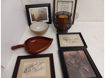 Home Decor Assortment Including American Cooking Ware, Picture Frames, And More
