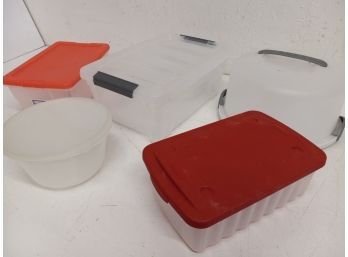 Plastic Tub Assortment Including Cake Platter