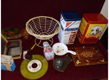 Vintage Assortment Including Tins, Pipe Made In Italy, And More