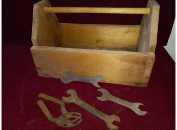 Antique Tools In Wooden Tool Box