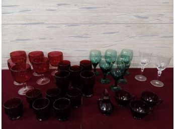 Vintage Assortment Of Colored Glass
