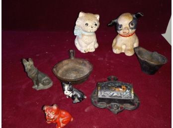 Vintage Cast Iron Assortment Including Coin Banks