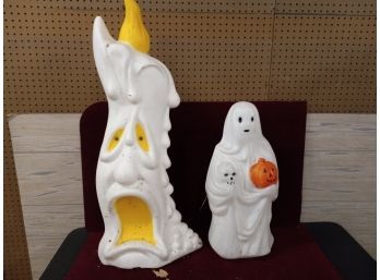Halloween Decor Including Ghost And Candle