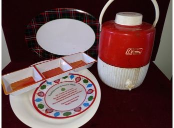 Vintage Coleman And Plastic Serving Platters