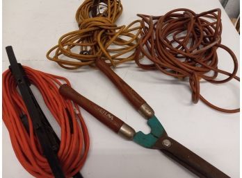 Assortment Of Vintage Extension Cords, Lamp, And More