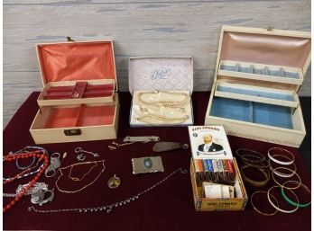 Jewelry Boxes, Matchboxes, & Costume Jewelry