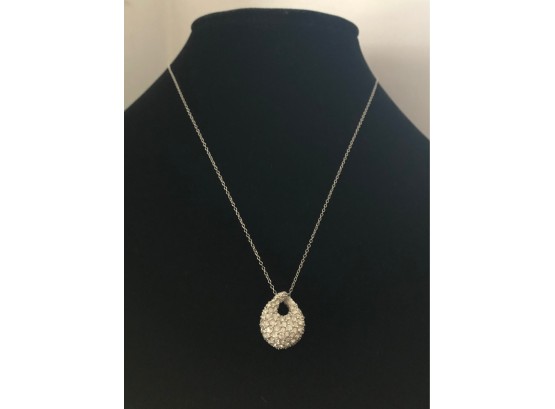 Sterling CZ Pendant And Rhinestone Teardrop Pendant And Sterling Chain