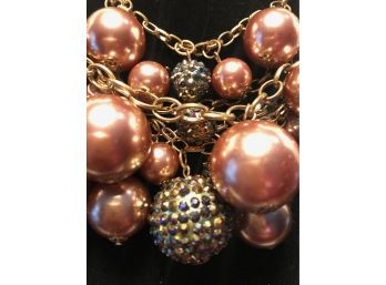 Large Cluster Beaded Necklace And Earrings (2 Pcs)
