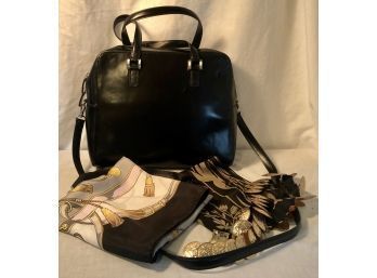 Ann Taylor Leather Purse And Fashion Scarves And Belt