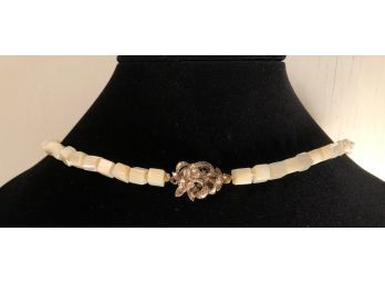 Mother Of Pearl, Frosted Clear Bead With Ornate Clasp And Multistrand Frosted Bead And Discs Necklace (2 Pcs)