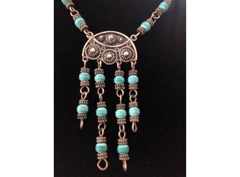 Vintage Mexican 'Southwest Style' Silver And Turquoise Necklace