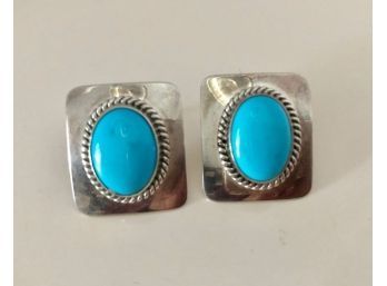 'Yellowhorse' Sterling  Silver And Turquoise Earrings