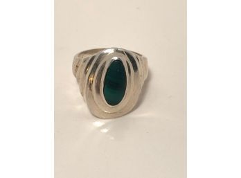 Sterling And Malachite Ring (size 7 1/2)