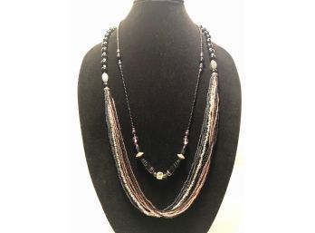 Custom Made Single Strand Artisan Bead Necklace And Beaded Mutistrand Necklace With Sterling Accent Bead