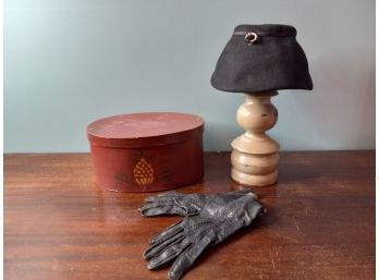 Vintage Hat, Box, And Gloves