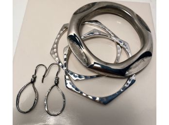 Silver Earrings And Bangles