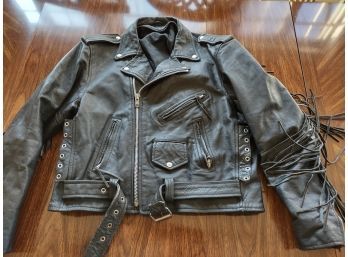 Vintage Fringe Leather Jacket Med-lg
