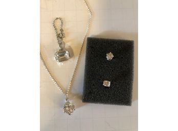 Crystalized Swarovski Pendant, Crystal Necklace And Earrings (3pcs)